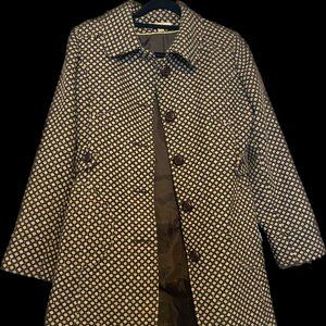 American Rag cie 1984 dress coat M, dk brown honeycomb pattern, pink and lime